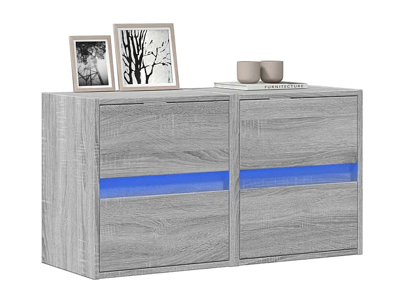 Tv-wandmeubels met LED 2 st 41x31x45 cm grijs sonoma eikenkleur