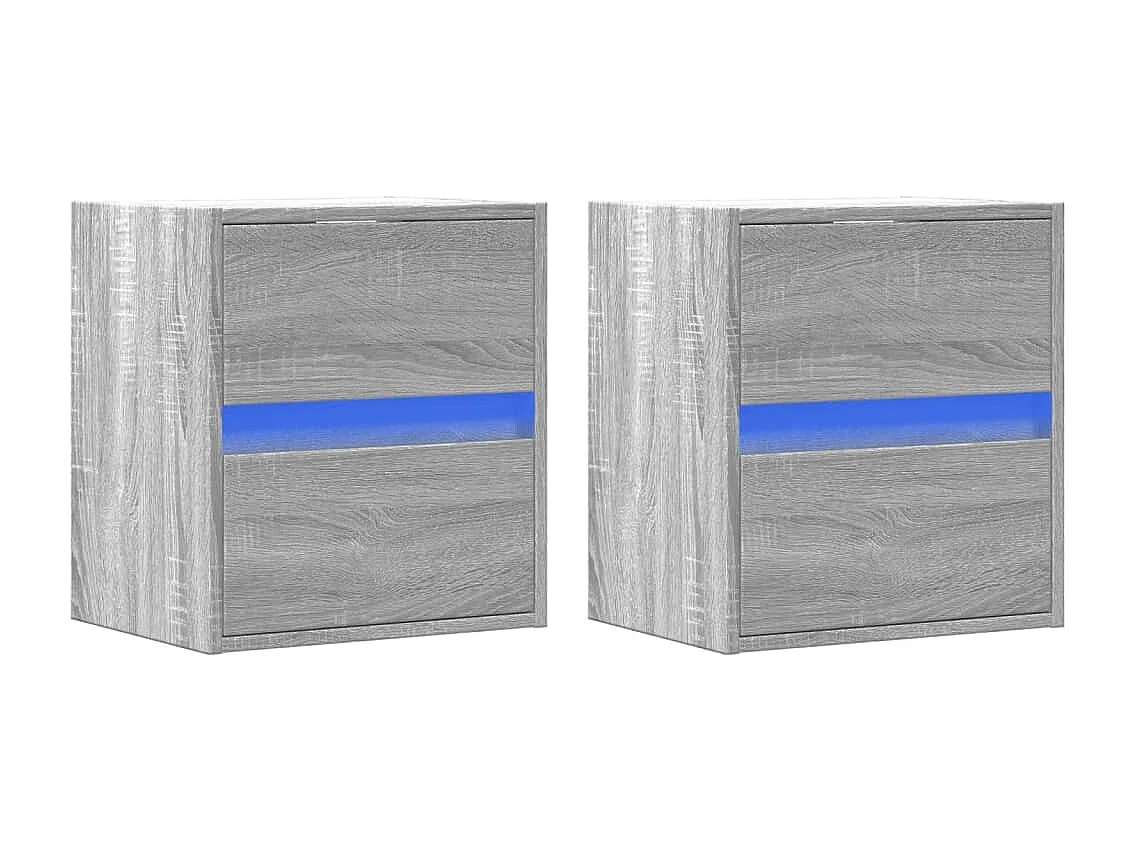 Meubles TV muraux et lumières LED 2 pièces sonoma gris 41x31x45 cm