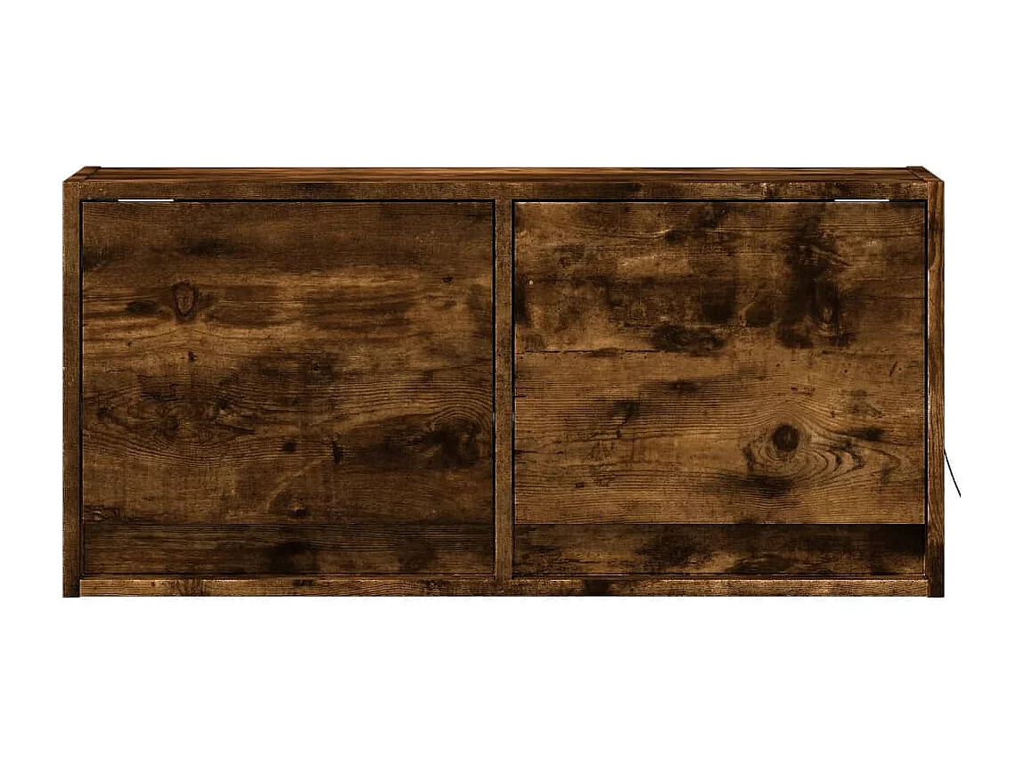 Meuble TV mural avec lumières LED chêne fumé 80x31x35 cm