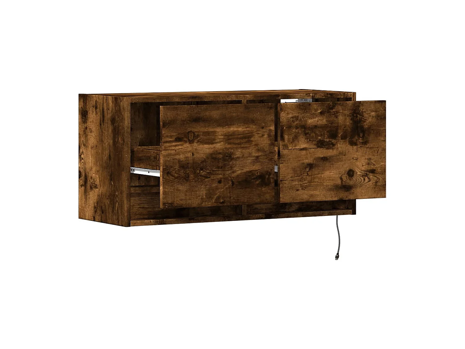 Meuble TV mural avec lumières LED chêne fumé 80x31x35 cm