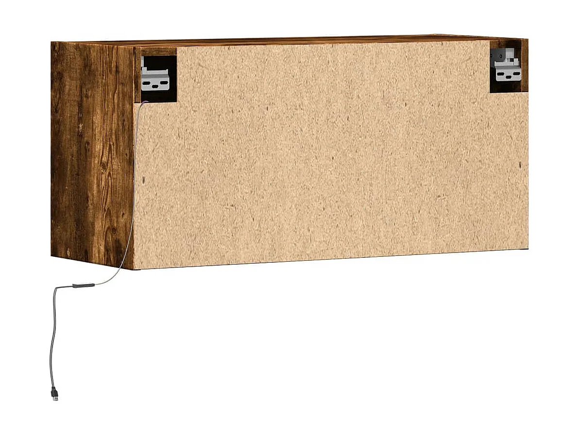 Meuble TV mural avec lumières LED chêne fumé 80x31x35 cm