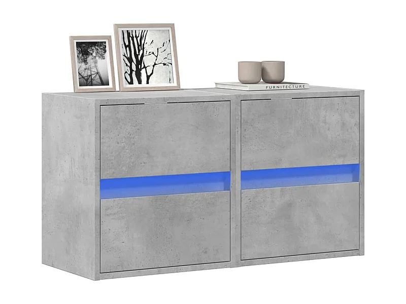Tv-wandmeubels met LED-verlichting 2 st 41x31x45 cm betongrijs