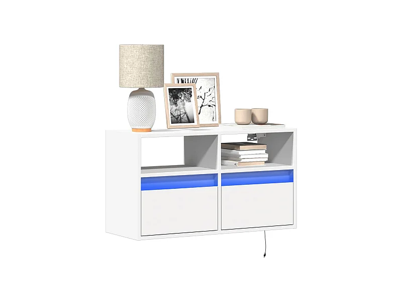 Tv-wandmeubel met LED-verlichting 80x31x45 cm wit