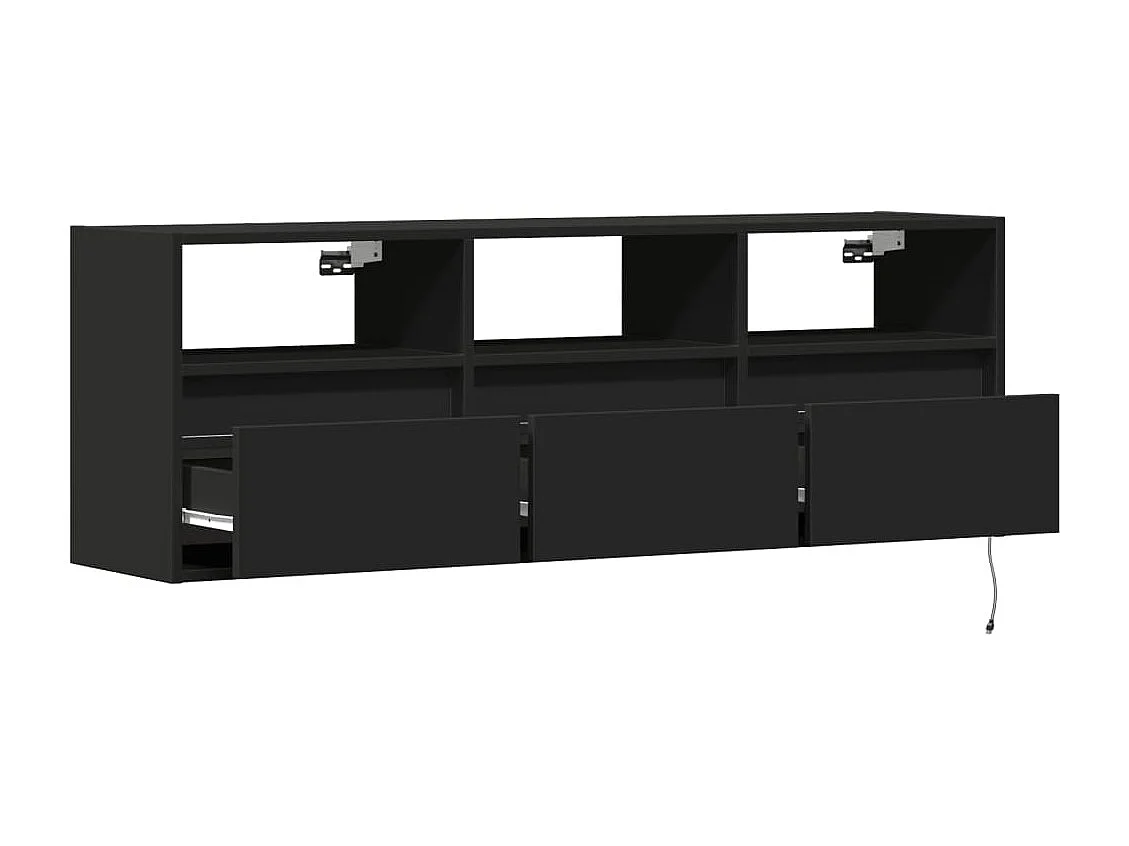 Tv-wandmeubel met LED-verlichting 130x31x45 cm zwart