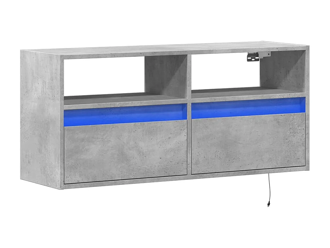 Tv-wandmeubel met LED-verlichting 100x31x45 cm betongrijs