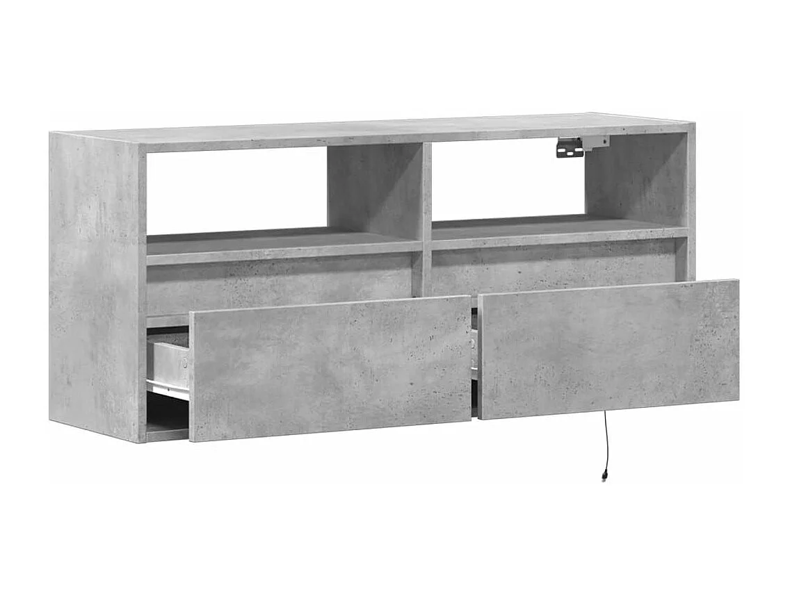 Tv-wandmeubel met LED-verlichting 100x31x45 cm betongrijs