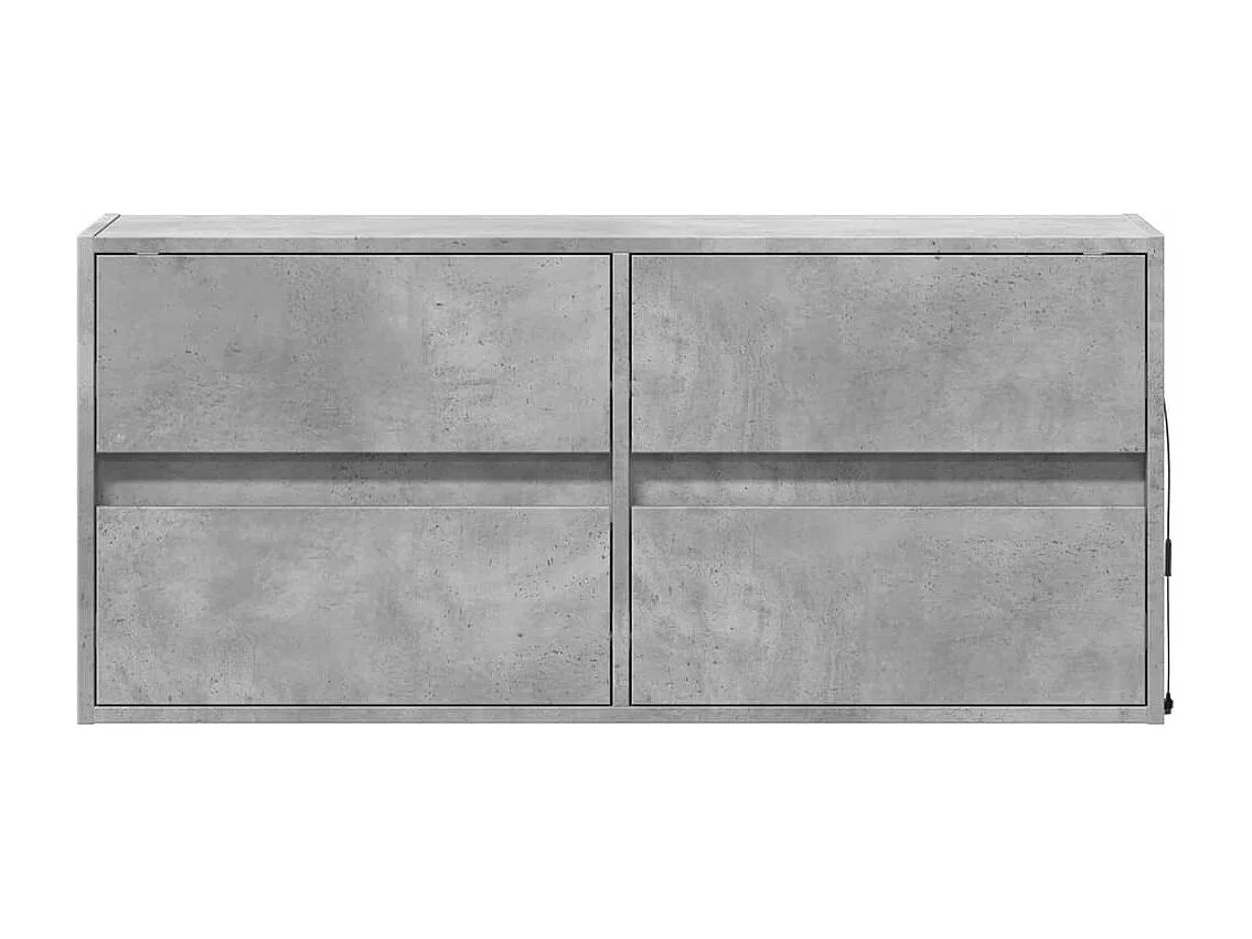 Meuble TV mural avec lumières LED gris béton 100x31x45 cm