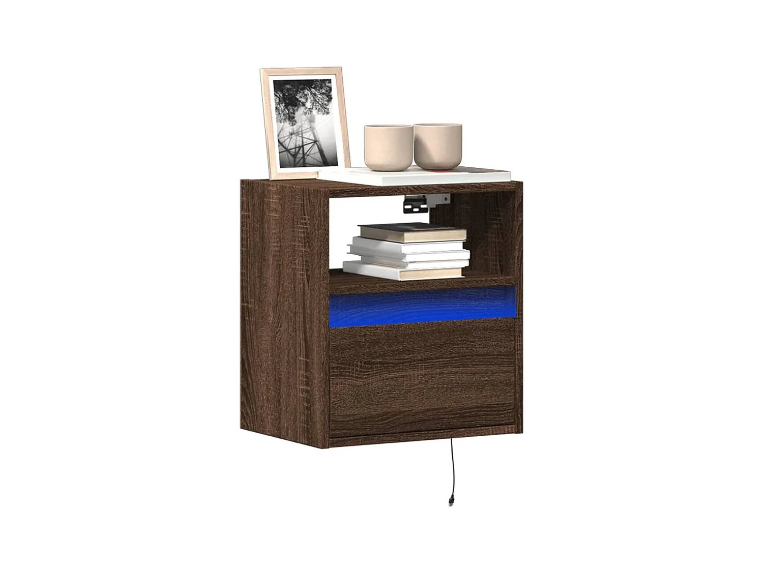 Meubles TV muraux lumières LED 2 pièces chêne marron 41x31x45 cm