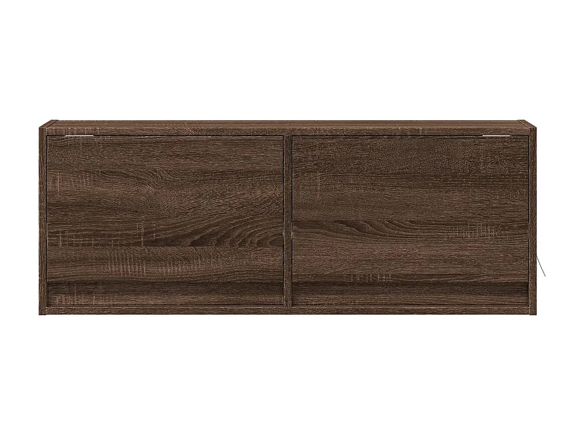 Meuble TV mural avec lumières LED chêne marron 100x31x35 cm