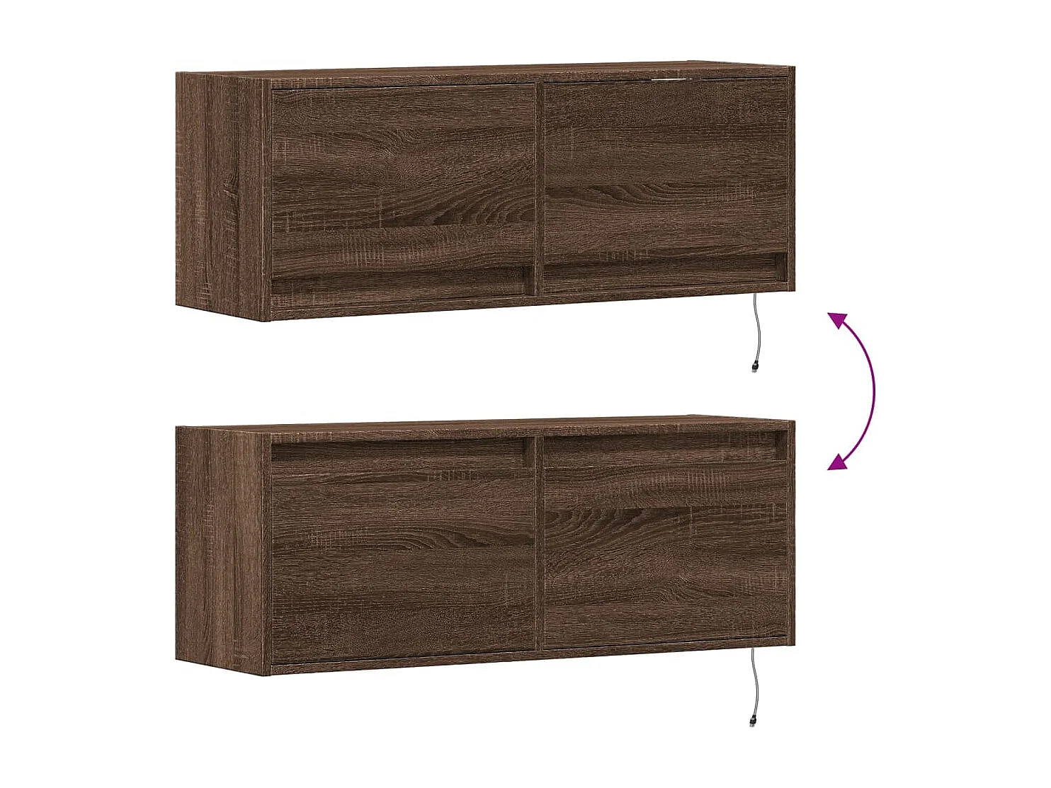 Meuble TV mural avec lumières LED chêne marron 100x31x35 cm