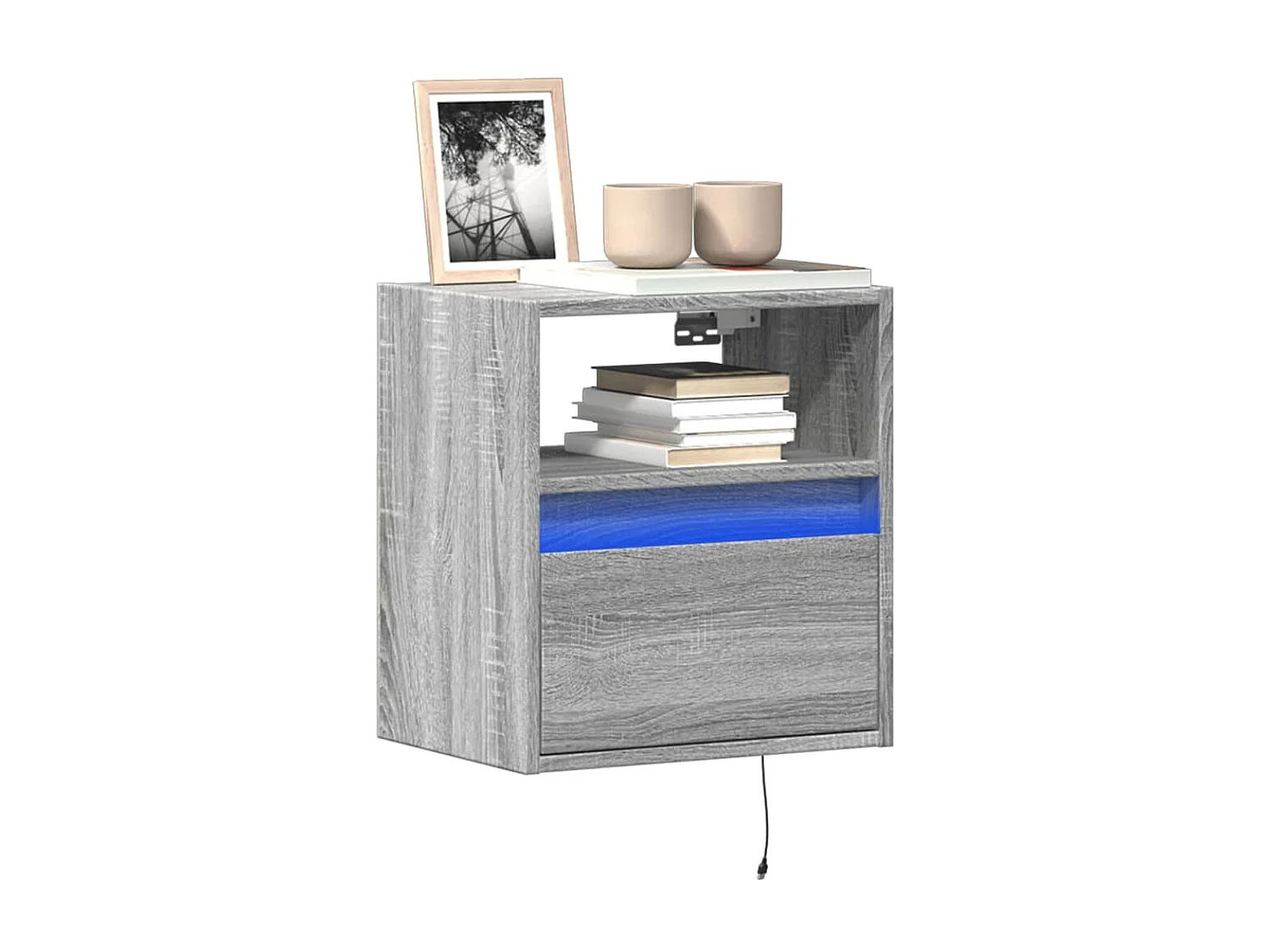 Meubles TV muraux et lumières LED 2 pièces sonoma gris 41x31x45 cm