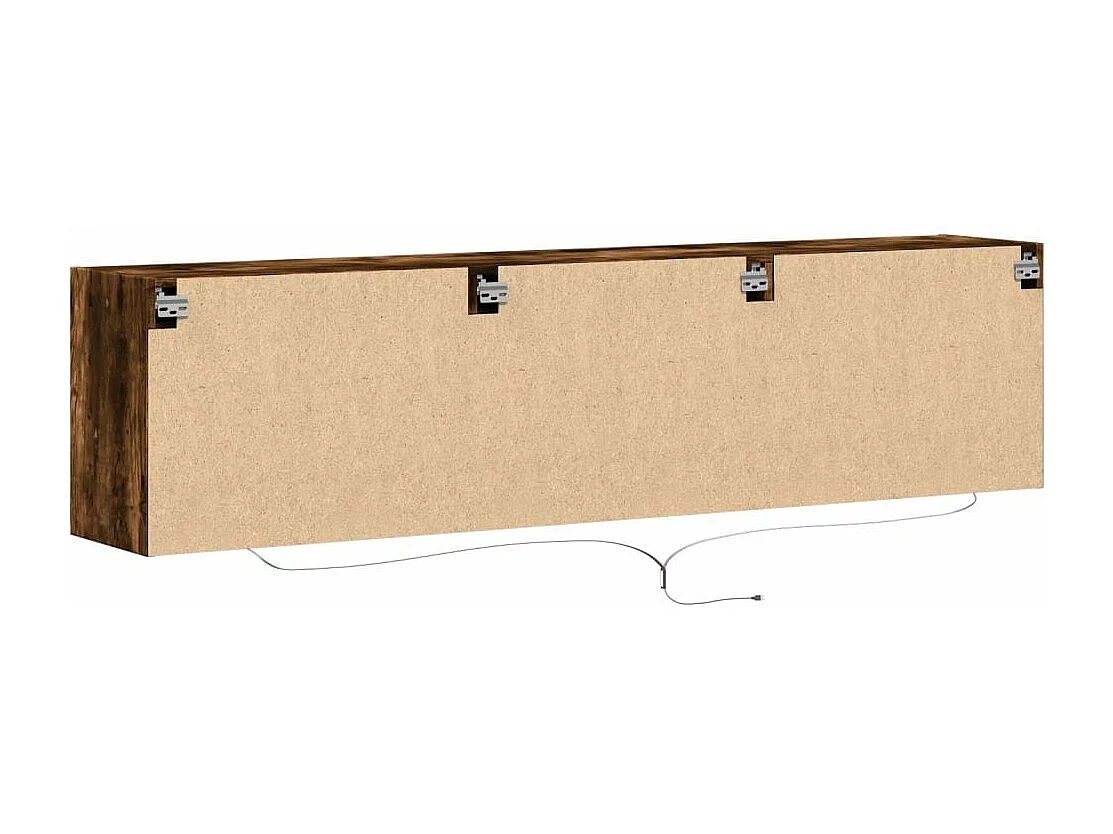 Meuble TV mural avec LED chêne fumé 180x31x45 cm