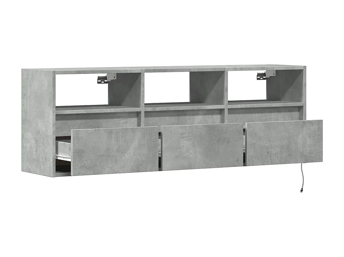 Tv-wandmeubel met LED-verlichting 130x31x45 cm betongrijs