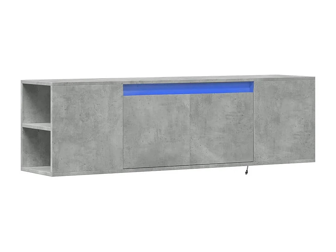 Meuble TV mural avec lumières LED gris béton 135x31x39,5 cm