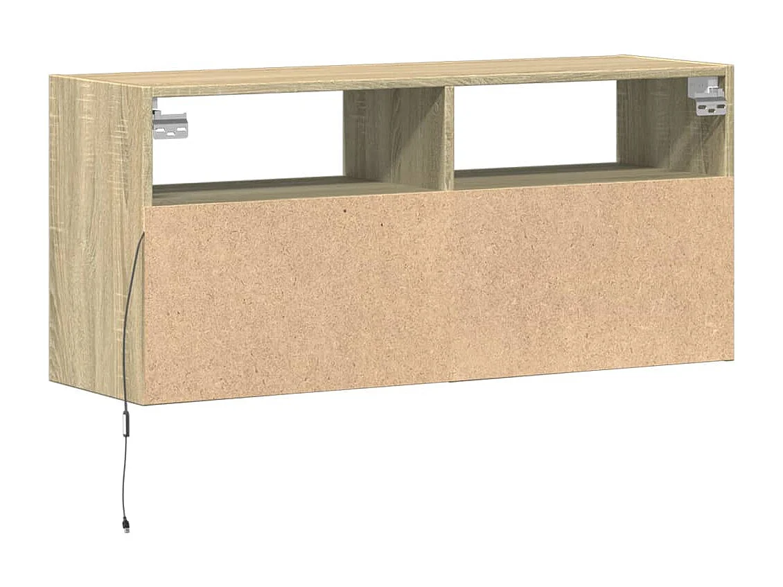 Meuble TV mural avec lumières LED chêne sonoma 100x31x45 cm