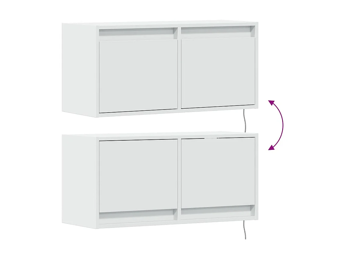 Meuble TV mural avec lumières LED blanc 80x31x35 cm