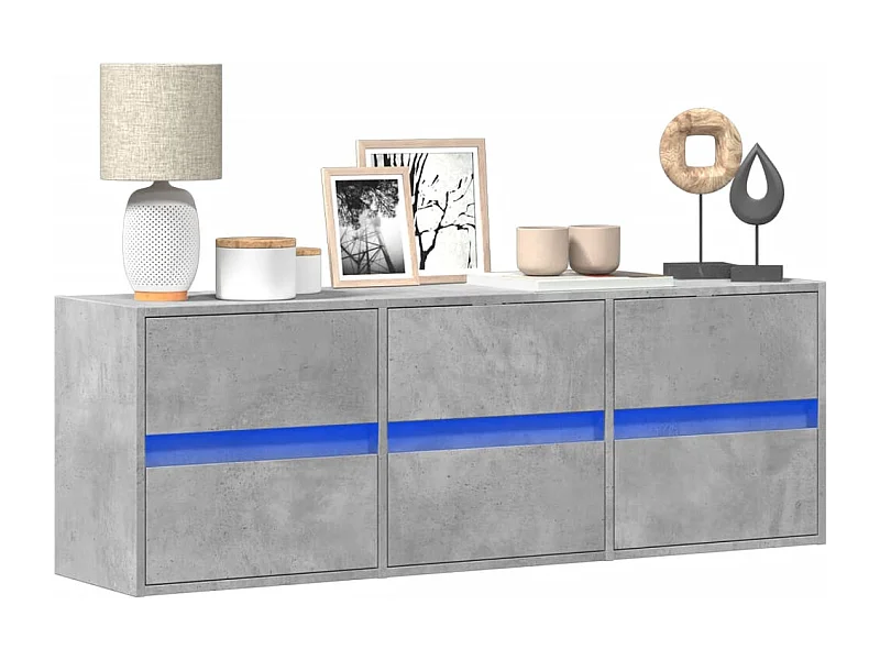 Tv-wandmeubel met LED-verlichting 130x31x45 cm betongrijs