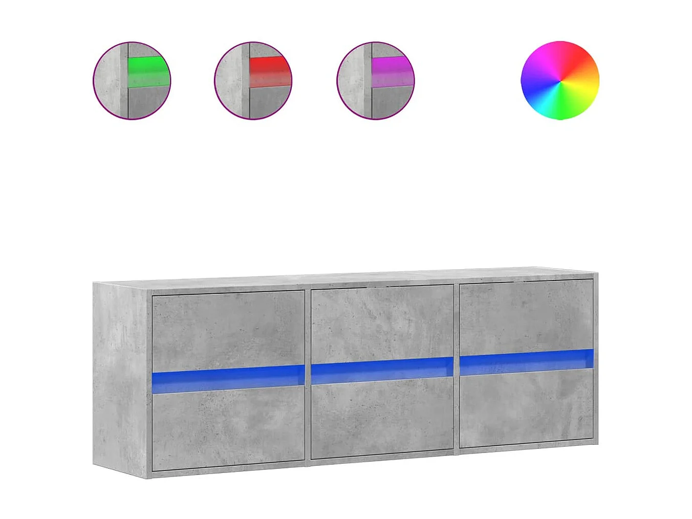 Tv-wandmeubel met LED-verlichting 130x31x45 cm betongrijs