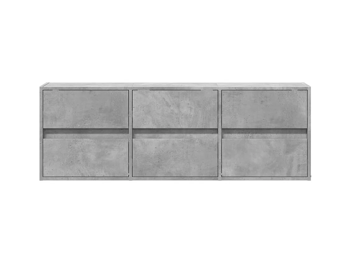 Meuble TV mural avec lumières LED gris béton 130x31x45 cm