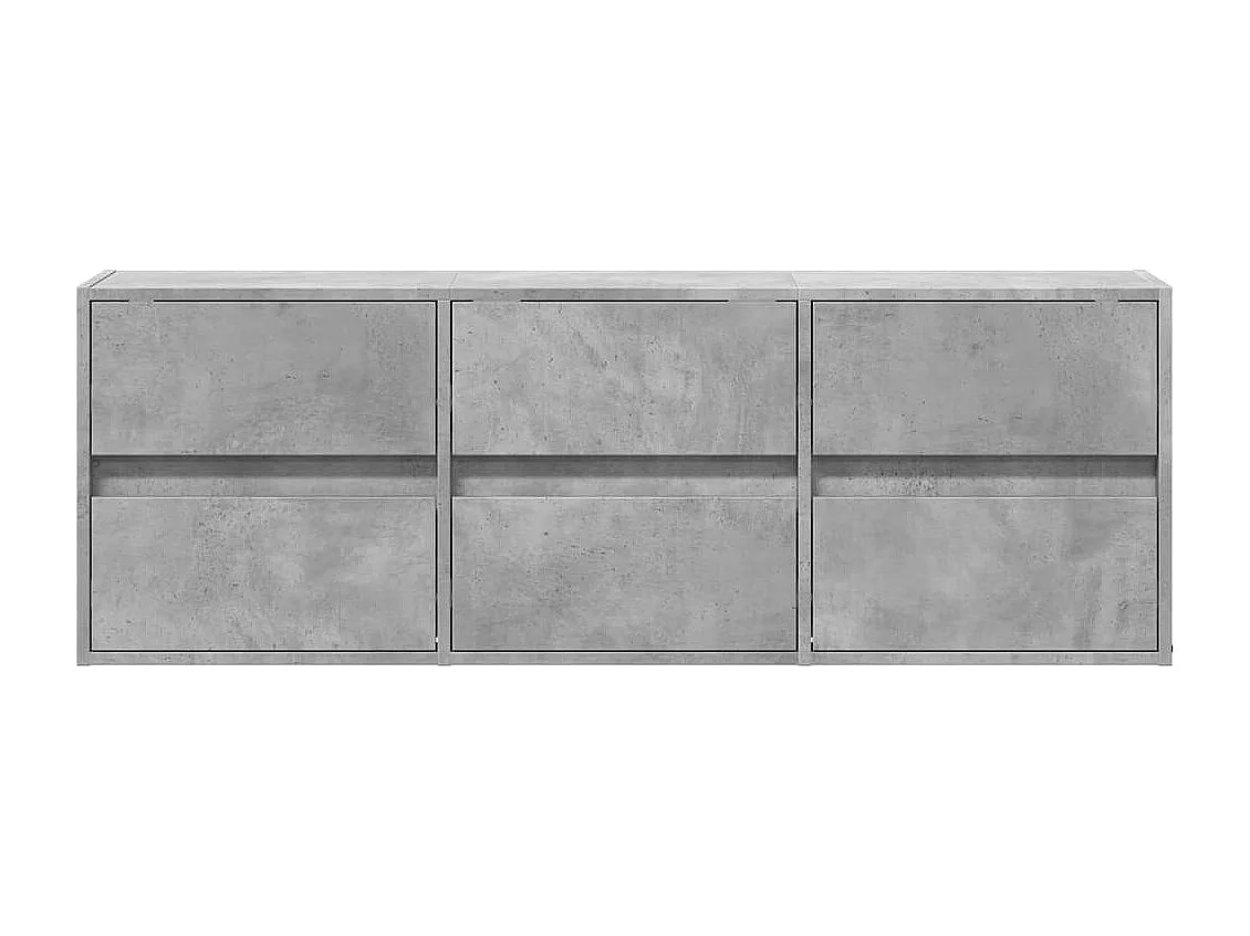 Meuble TV mural avec lumières LED gris béton 130x31x45 cm