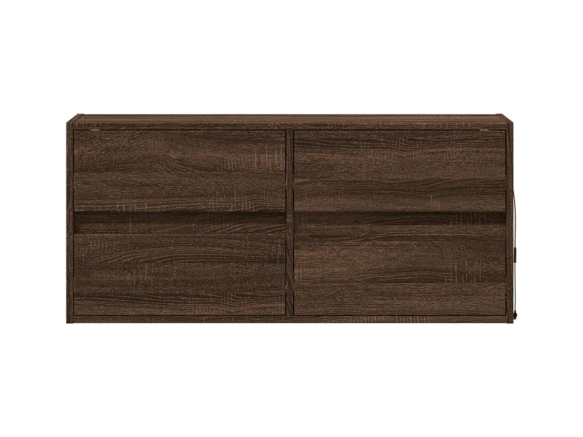 Meuble TV mural avec lumières LED chêne marron 100x31x45 cm