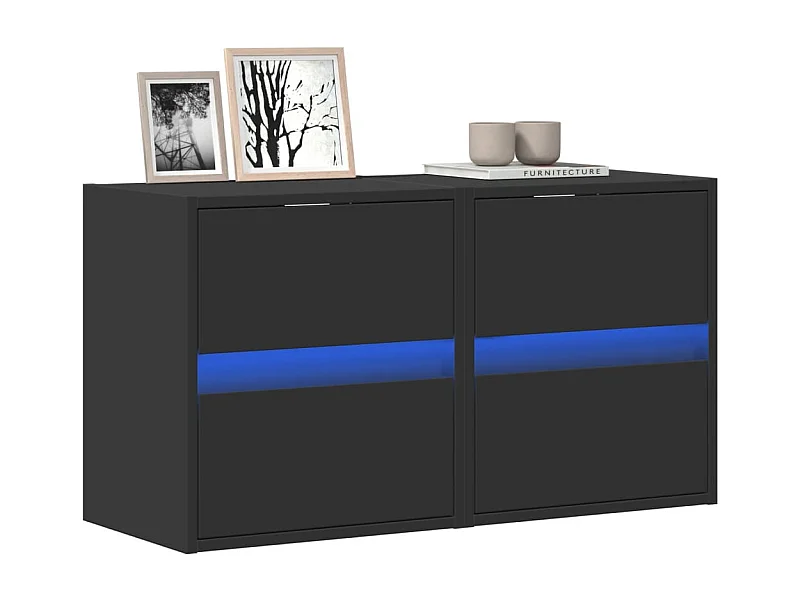 Tv-wandmeubels met LED-verlichting 2 st 41x31x45 cm zwart