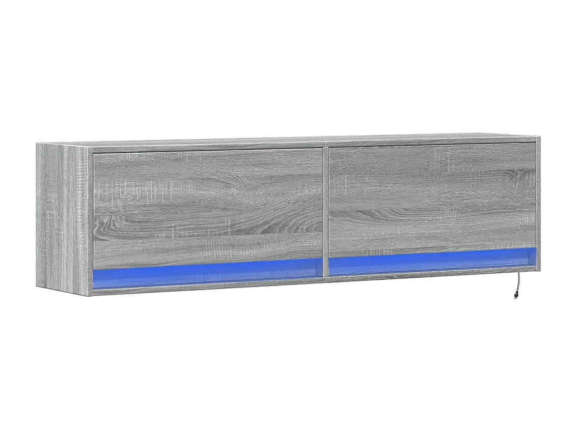 Meuble TV mural avec lumières LED sonoma gris 140x31x38 cm
