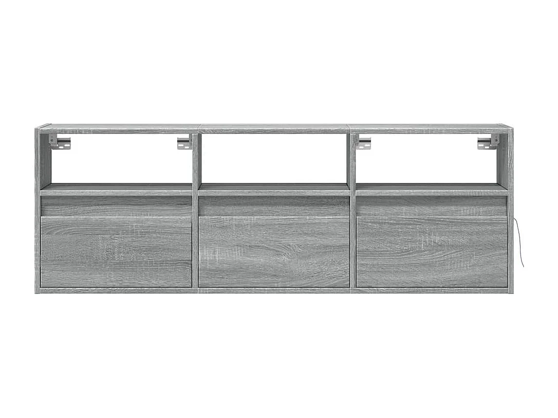 Tv-wandmeubel met LED-verlichting 130x31x45 cm grijs sonoma