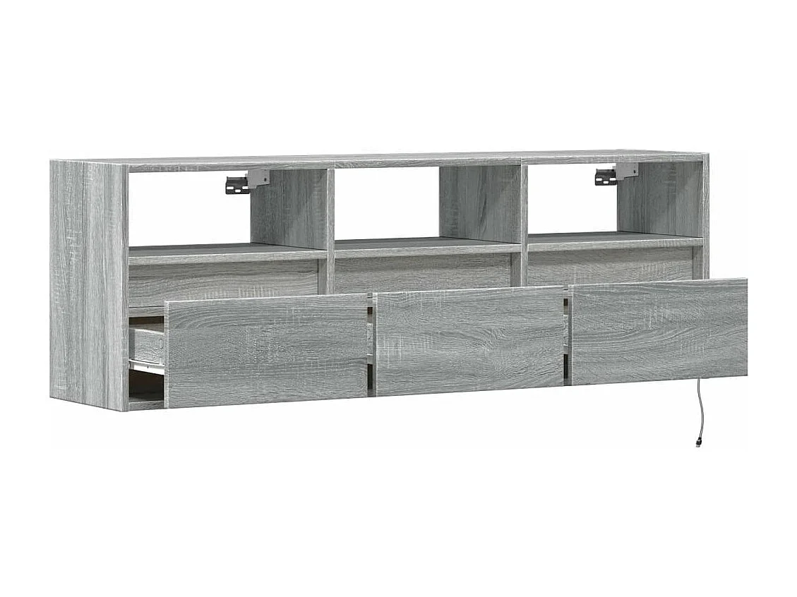 Tv-wandmeubel met LED-verlichting 130x31x45 cm grijs sonoma