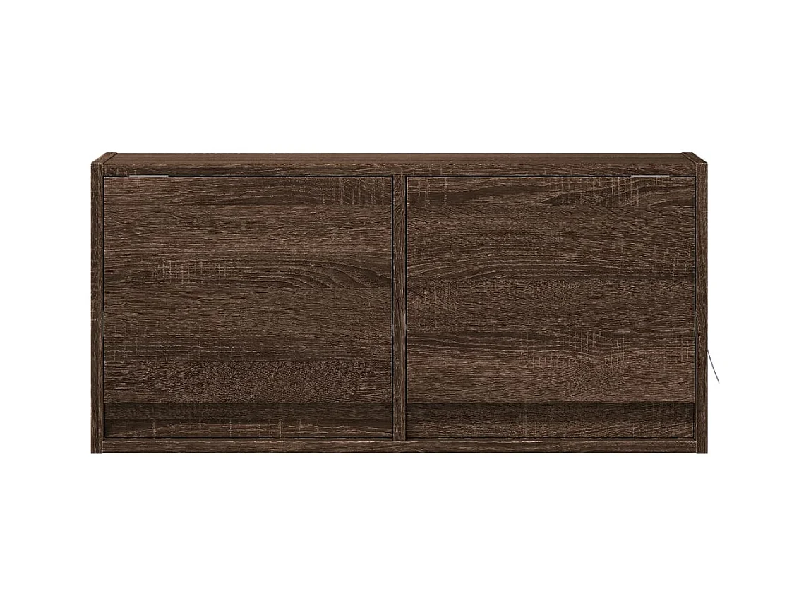 Meuble TV mural avec lumières LED chêne marron 80x31x35 cm