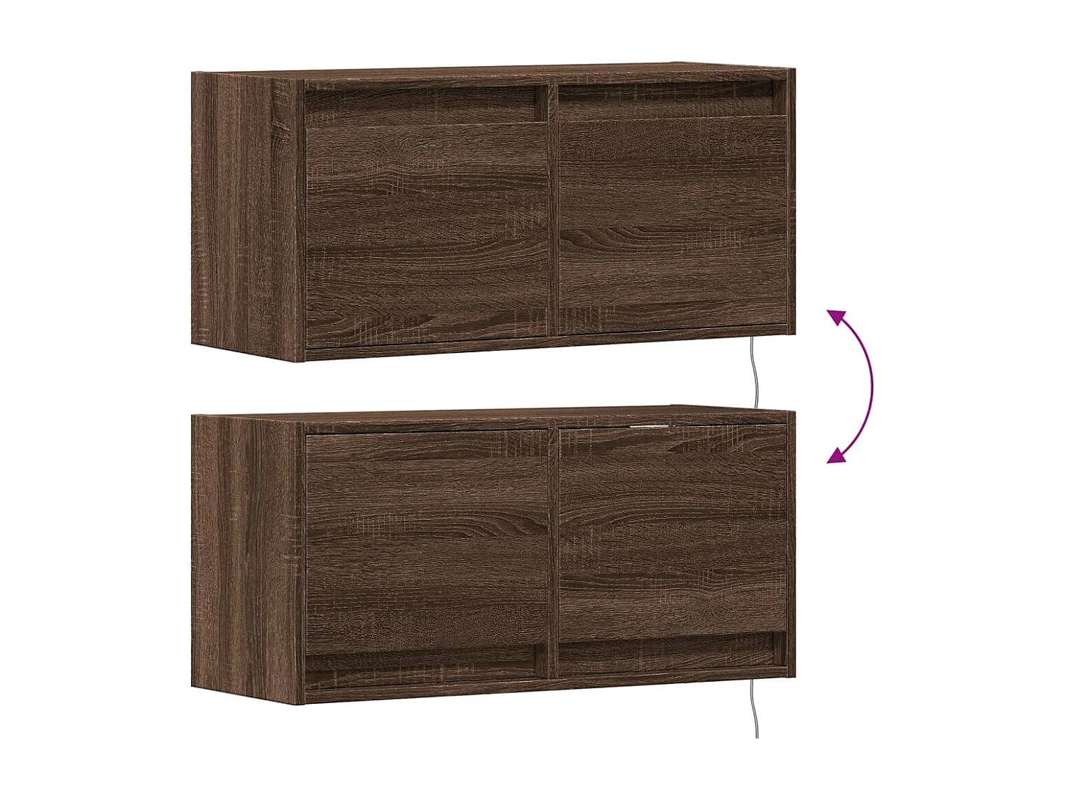 Meuble TV mural avec lumières LED chêne marron 80x31x35 cm