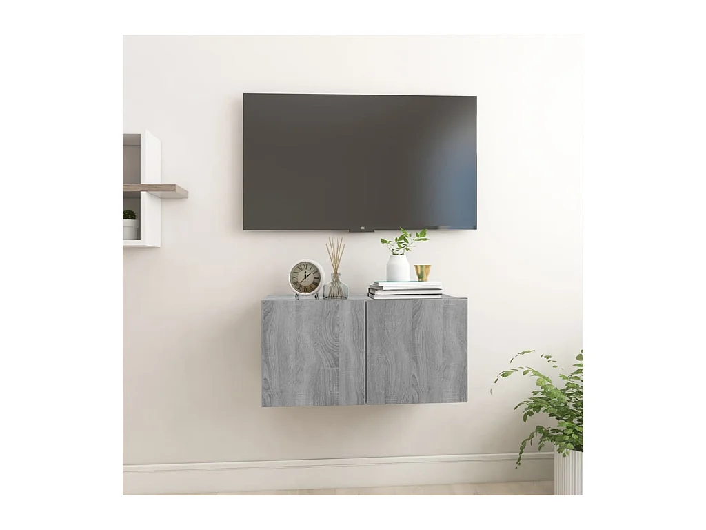 Armoire TV suspendue Sonoma gris 60x30x30 cm Bois d'ingénierie
