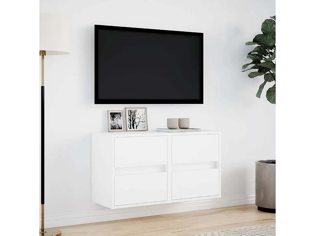 Meubles TV muraux avec lumières LED 2 pièces blanc 41x31x45 cm