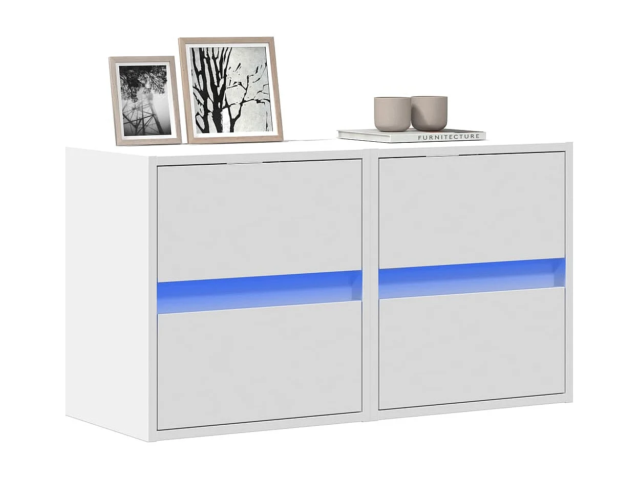 Tv-wandmeubels 2 st met LED-verlichting 41x31x45 cm wit