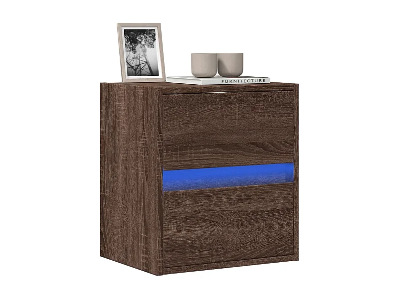 Meuble TV mural avec lumières LED chêne marron 41x31x45 cm