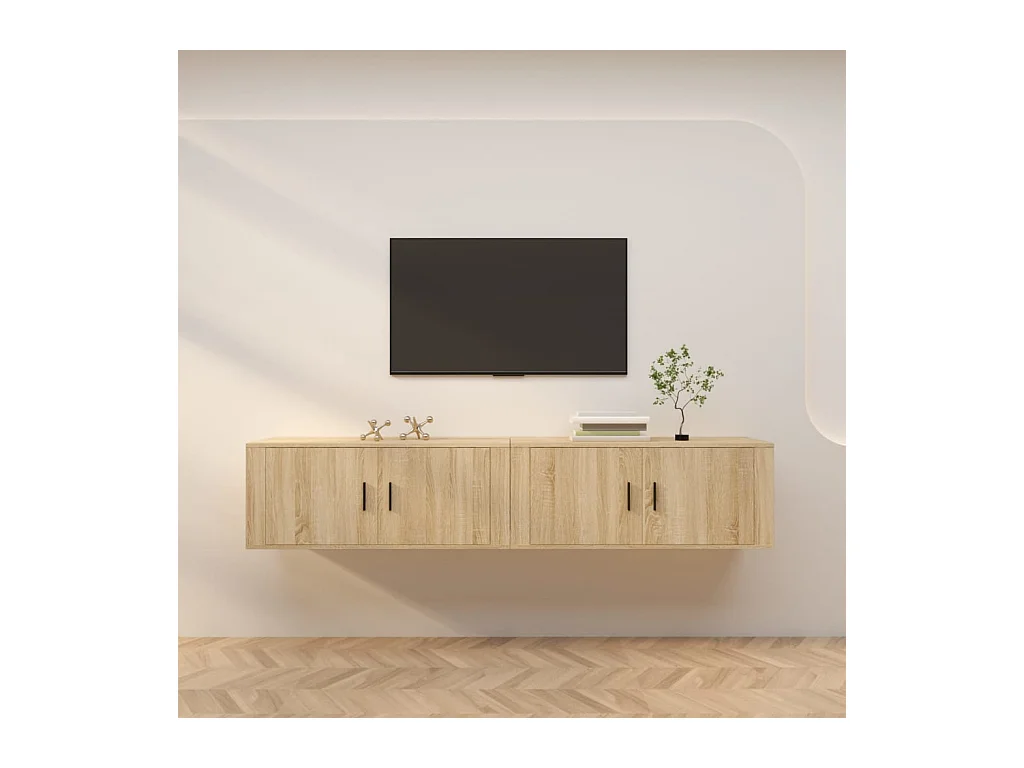 Meubles TV muraux 2 pièces chêne sonoma 100x34,5x40 cm