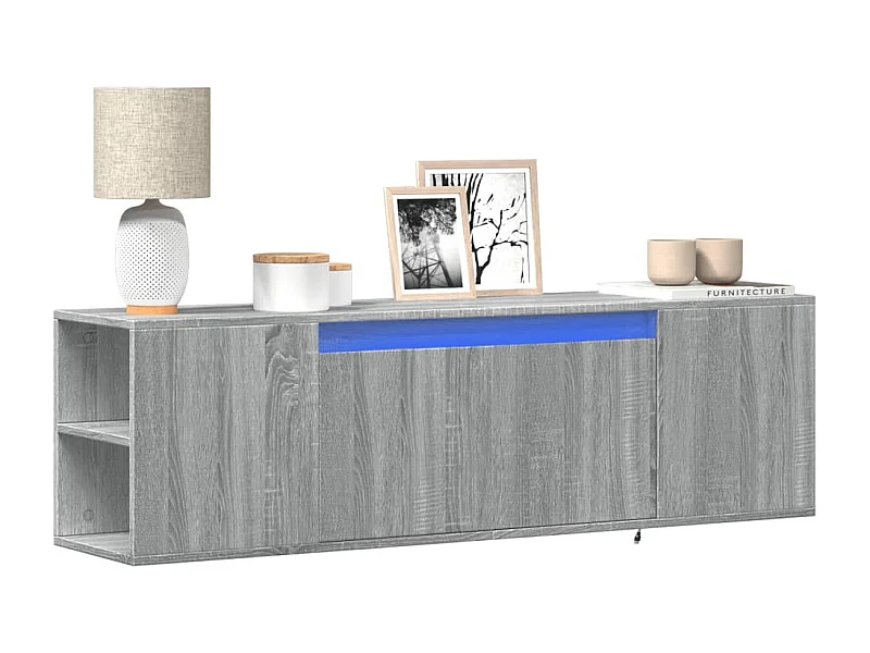 Meuble TV mural avec lumières LED sonoma gris 135x31x39,5 cm