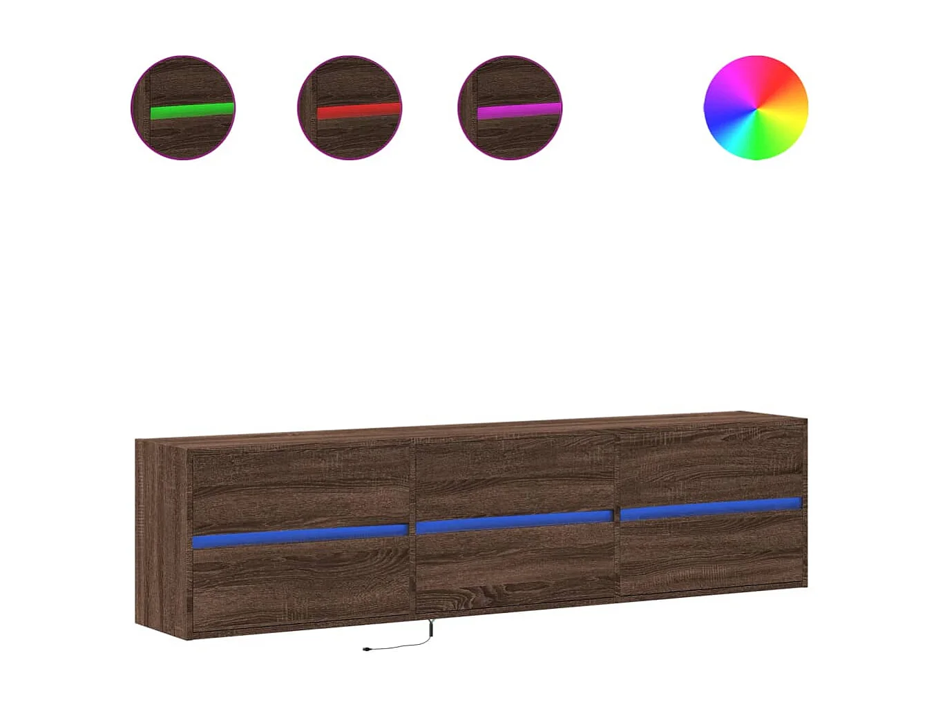 Meuble TV mural avec LED chêne marron 180x31x45 cm