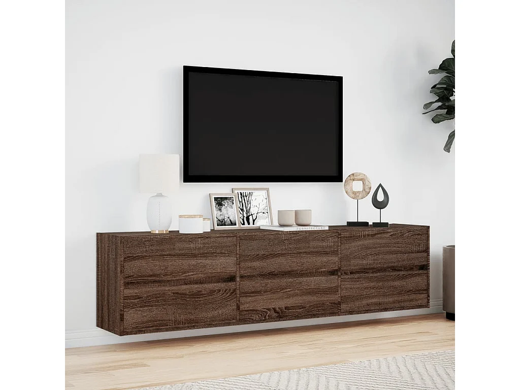 Meuble TV mural avec LED chêne marron 180x31x45 cm