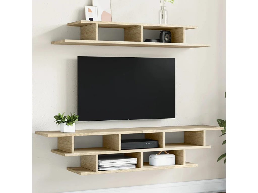Unités murales TV chêne sonoma bois d'ingénierie