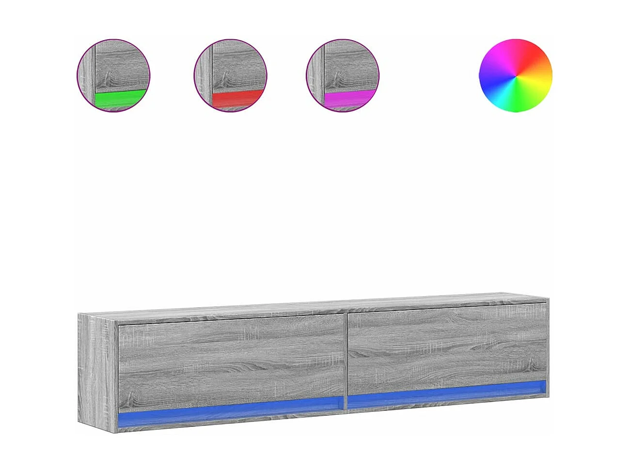 Tv-wandmeubel met LED-verlichting 180x31x38 cm grijs sonoma