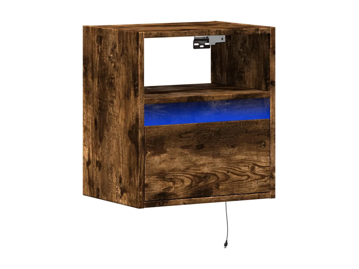 Meuble TV mural avec lumières LED chêne fumé 41x31x45 cm