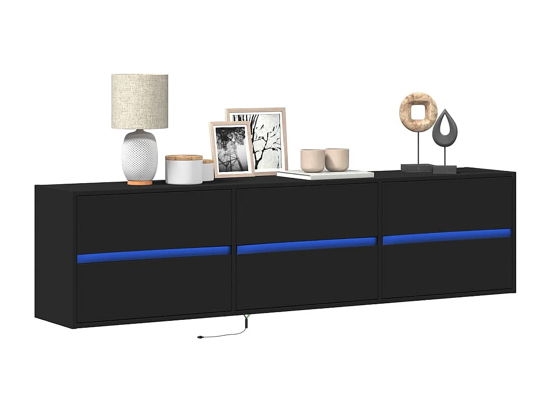 Tv-wandmeubel met LED-verlichting 180x31x45 cm zwart