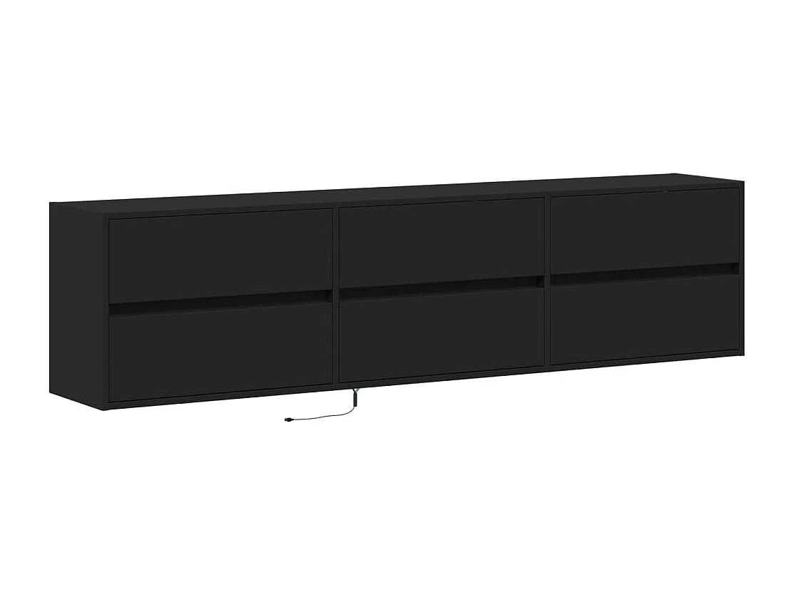 Tv-wandmeubel met LED-verlichting 180x31x45 cm zwart