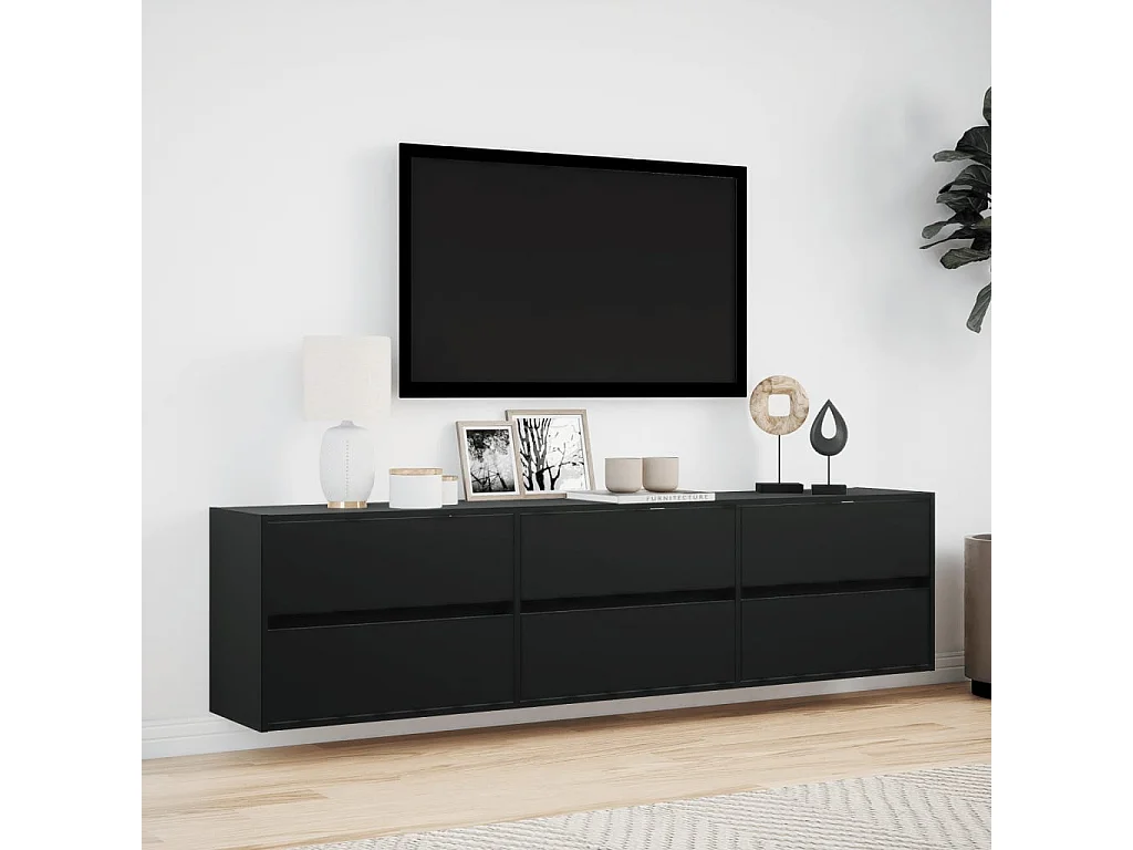 Tv-wandmeubel met LED-verlichting 180x31x45 cm zwart