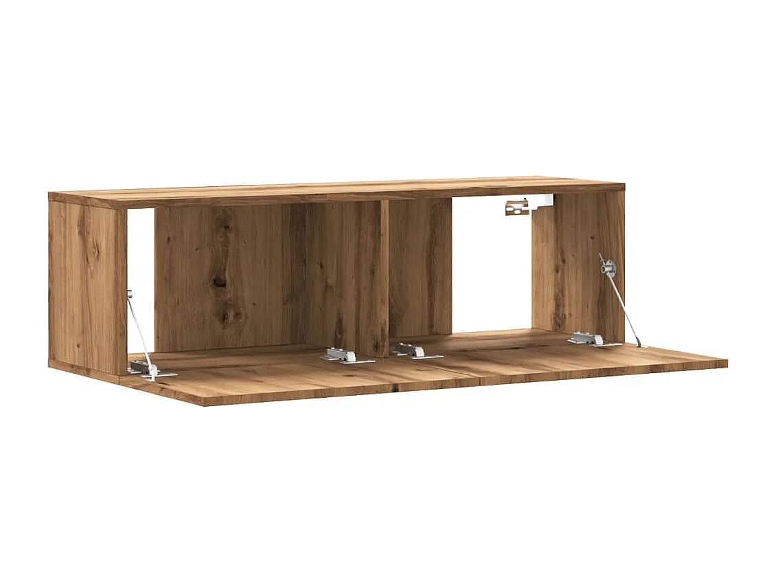 Meuble TV mural chêne artisanal 100x30x30 cm bois d'ingénierie