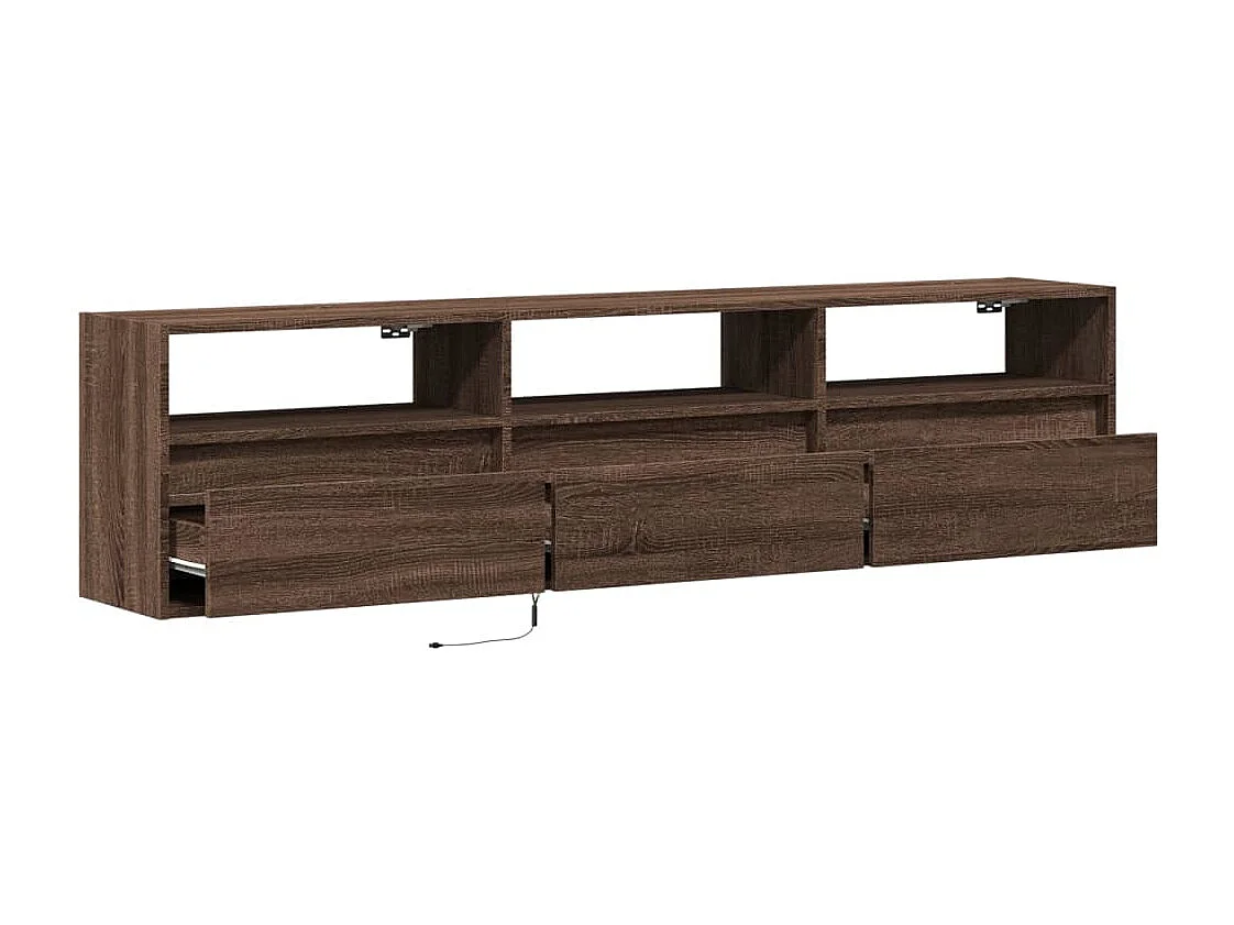 Meuble TV mural avec LED chêne marron 180x31x45 cm