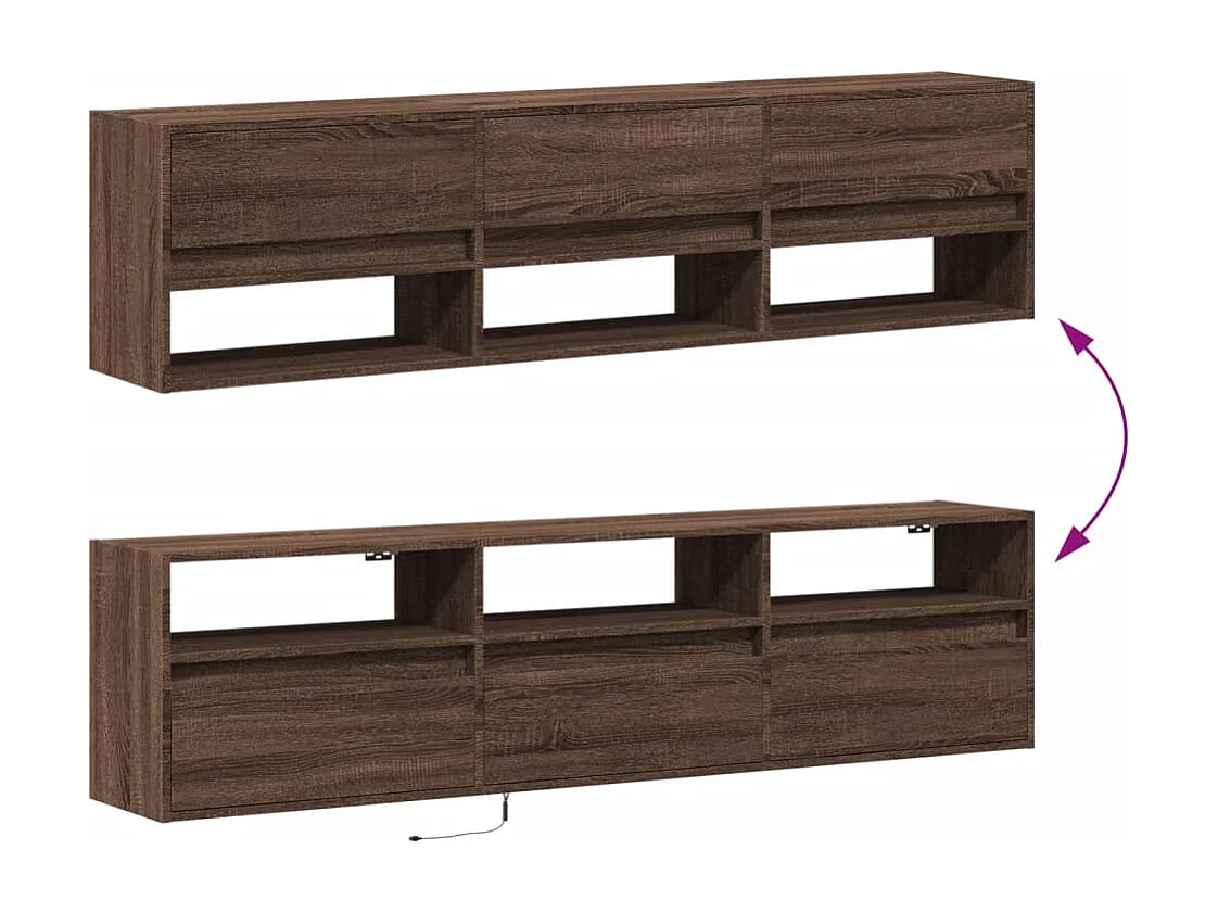 Meuble TV mural avec LED chêne marron 180x31x45 cm