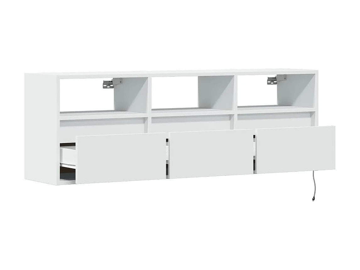 Meuble TV mural avec lumières LED blanc 130x31x45 cm
