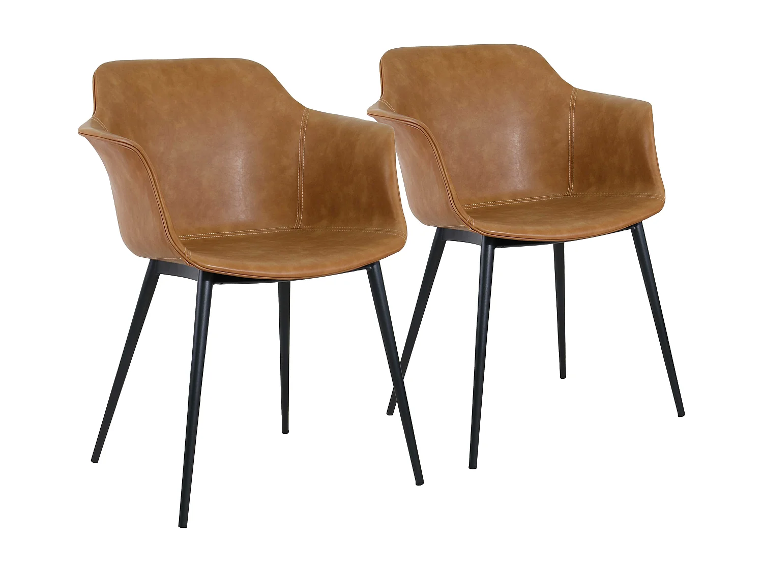 Set van 2 industriële fauteuils van bruin staal en stof